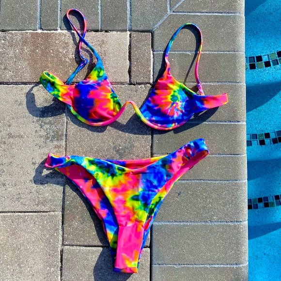 Swimsuit Shein, Tie Dye, 2pcs bikini Fashion Beach - Picture 1 of 6